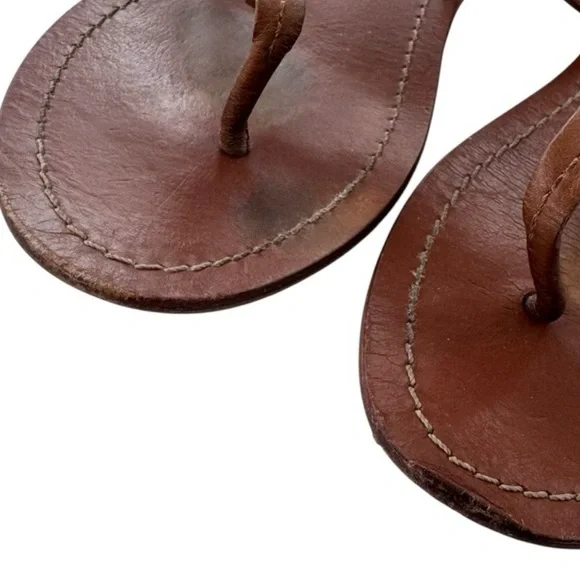 Elegant Tory Burch Miller Logo Tan Leather Sandals - Picture 6 of 8
